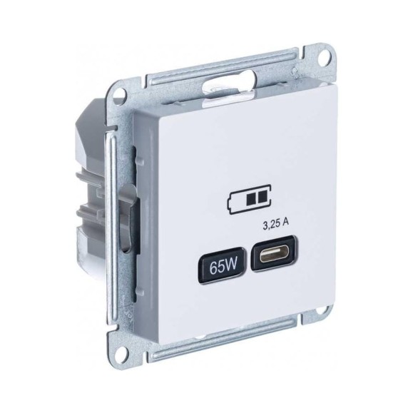 Розетка Systeme Electric (Schneider Electric) USB ATLASDESIGN тип-C 65W высокоскоростная зарядка QC, PD, механизм, БЕЛЫЙ ATN000127 8 шт 13606485815395