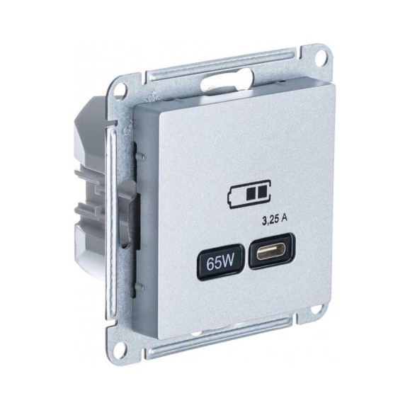 Розетка Systeme Electric (Schneider Electric) USB ATLASDESIGN тип-C 65W высокоскоростная зарядка QC, PD, механизм, АЛЮМИНИЙ ATN000327 8 шт 13606485815418