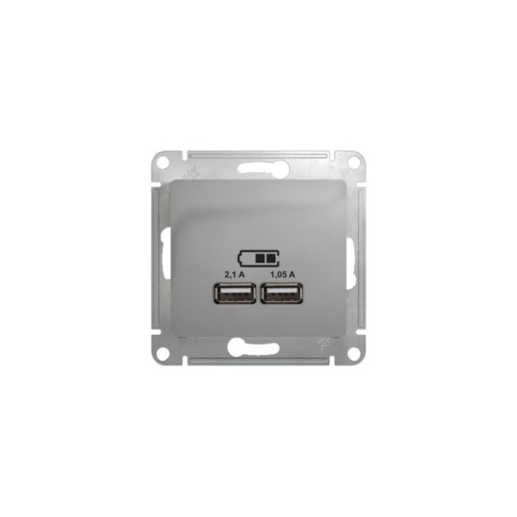 Розетка Systeme Electric (Schneider Electric) Glossa Алюминий USB 5В/2100мА, 2х5В/1050мА GSL000333 SE GSL000333 6 шт 13606481283426 Розетка Systeme Electric (Schneider Electric) Glossa Алюминий USB 5В/2100мА, 2х5В/1050мА GSL000333 SE GSL000333 6 шт 13606481283426