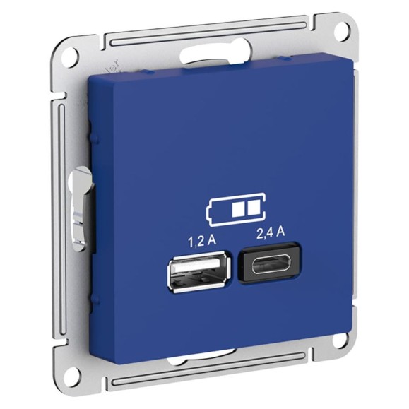 Розетка Systeme Electric Atlasdesign аквамарин usb a+с, 5в/2,4а, 2x5в/1,2а ATN001139 8 шт 13606485820542