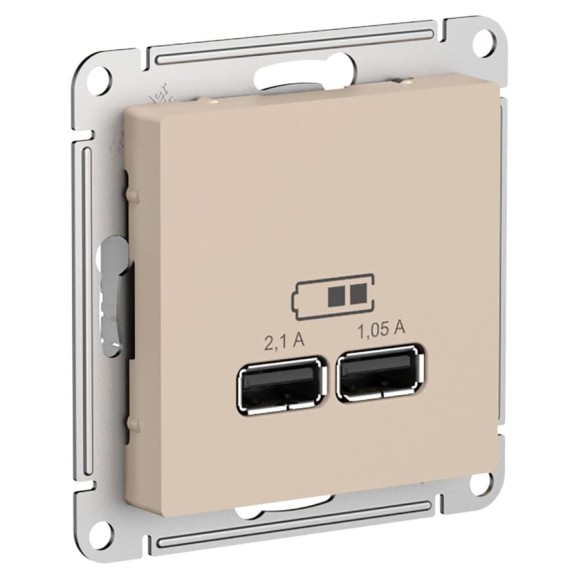 Розетка Systeme Electric Atlasdesign песочный usb 2-ая, 5в, 2,1 а ATN001233 8 шт 13606485820610