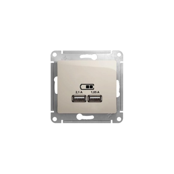 Розетка Systeme Electric (Schneider Electric) Glossa Молочная USB 5В/2100мА, 2х5В/1050мА GSL000933 SE GSL000933 6 шт 13606481283488