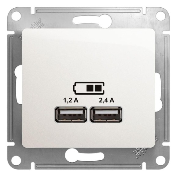 Розетка Systeme Electric Glossa перламутр usb a+с, 5в/2,4а, 2x5в/1,2 а GSL000639 8 шт 13606485436064