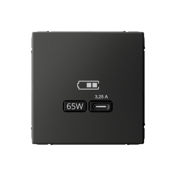 Розетка Systeme Electric ArtGallery Базальт USB тип-С 65Вт высокоскоростная зарядка QC, PD, механизм GAL001427 8 шт 4690201034476