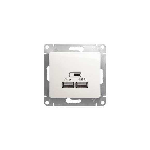 Розетка Systeme Electric (Schneider Electric) Glossa Перламутр USB 5В/2100мА, 2х5В/1050мА GSL000633 SE GSL000633 6 шт 13606481283457