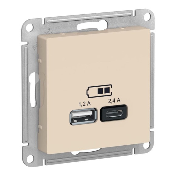 Розетка Systeme Electric (Schneider Electric) Glossa Молочный USB A+С, 5В/2,4А, 2x5В/1,2 А GSL000939 8 шт 13606481718539