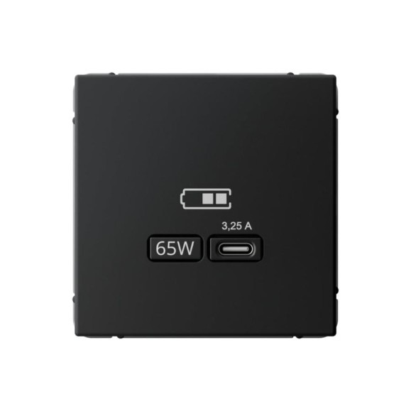 Розетка Systeme Electric ArtGallery Карбон USB тип-С 65Вт высокоскоростная зарядка QC, PD, механизм GAL001027 8 шт 4690201034155