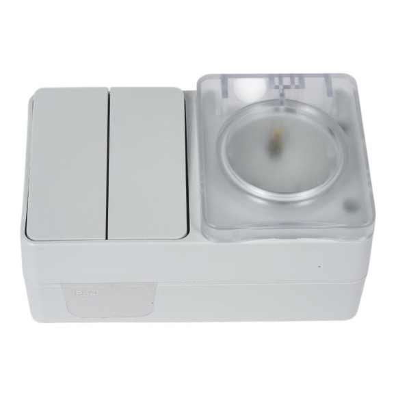 Блок Systeme Electric Atlasdesign profi ip54 о/у розетка з/к со шторками 16а, выключатель 2-клавишный10а, серый ATN543074 6 шт 4690201026860