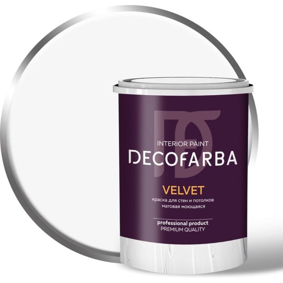 Краска моющаяся для стен и потолков ABC FARBEN Velvet матовая, база А, 1.5 кг 4300016270 Краска моющаяся для стен и потолков ABC FARBEN Velvet матовая, база А, 1.5 кг 4300016270
