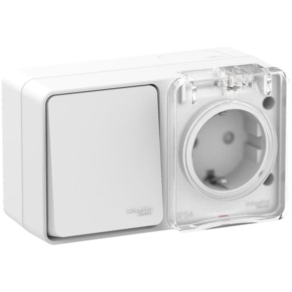 Блок Systeme Electric (Schneider Electric) AtlasDesign PROFI IP54 О/У розетка з/к со шт. 16А 250B, выключатель 1-клавишный 10А ATN540170 6 шт 13606481094732