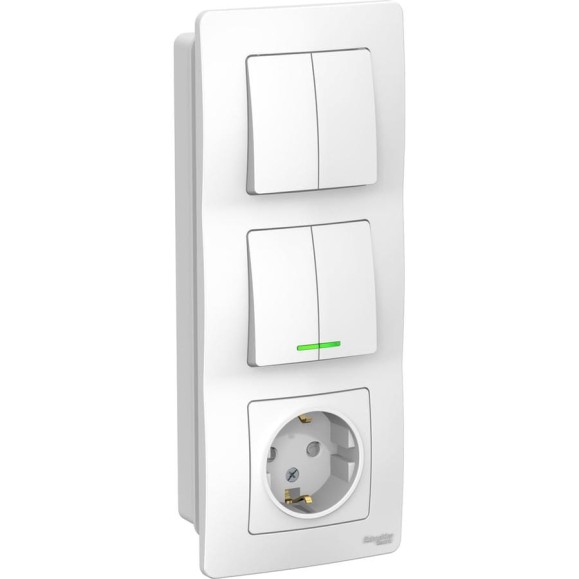 Блок Systeme Electric (Schneider Electric) Blanca внутренний розетка з/к шт 16А, 250В+выключатель 2-клавишный с подсветкой SE BLNBS102211 3 шт 13606481194562