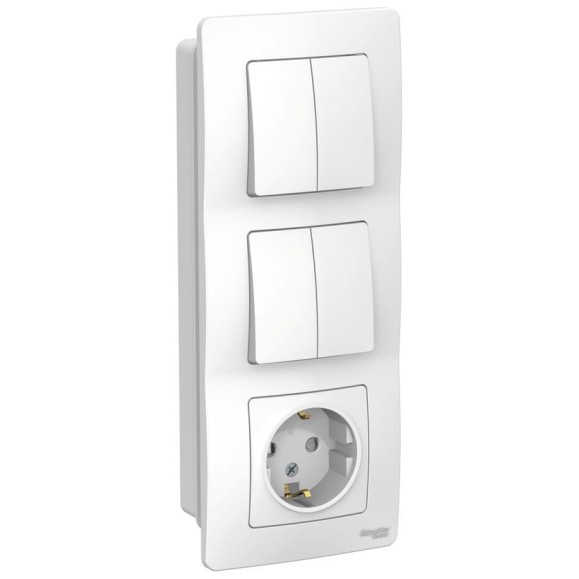 Блок Systeme Electric (Schneider Electric) Blanca внутренний белый розетка з/к шт 16А, 250В+выключатель 2-клавишный+выключатель 2-клавишный SE BLNBS102201 3 шт 13606481194593