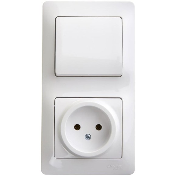 Блок Systeme Electric (Schneider Electric) комбинированный GLOSSA розетка + выключатель 1-клавишный белый GSL000160 9 шт 13606485437337