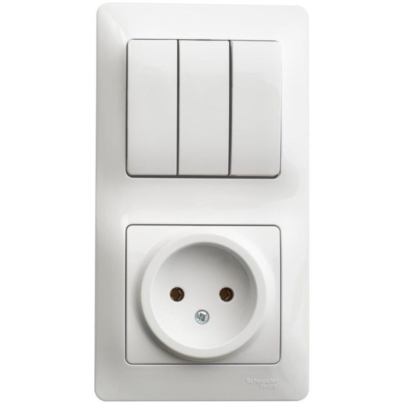 Блок Systeme Electric (Schneider Electric) GLOSSA розетка + 3кл. выключатель белый GSL000176 9 шт 13606485437399