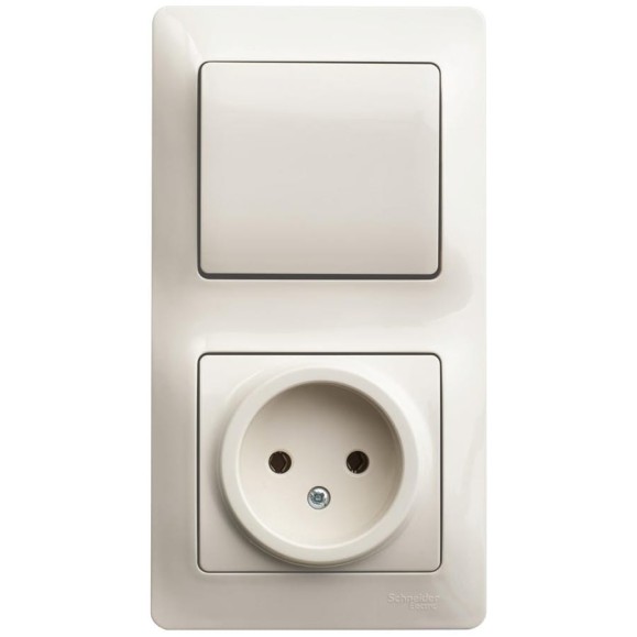 Блок Systeme Electric (Schneider Electric) комбинированный GLOSSA розетка + выключатель 1-клавишный бежевый GSL000260 9 шт 13606485437412