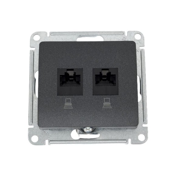 Розетка двойная компьютерная Systeme Electric ( Schneider Electric) Glossa Антрацит RJ45+RJ45, кат.5E SE GSL000785KK 10 шт 13606480915595