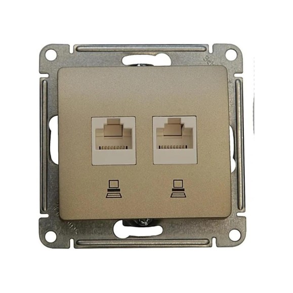 Розетка двойная компьютерная Systeme Electric ( Schneider Electric) Glossa Титан RJ45+RJ45, кат.5E SE GSL000485KK 10 шт 13606480915564