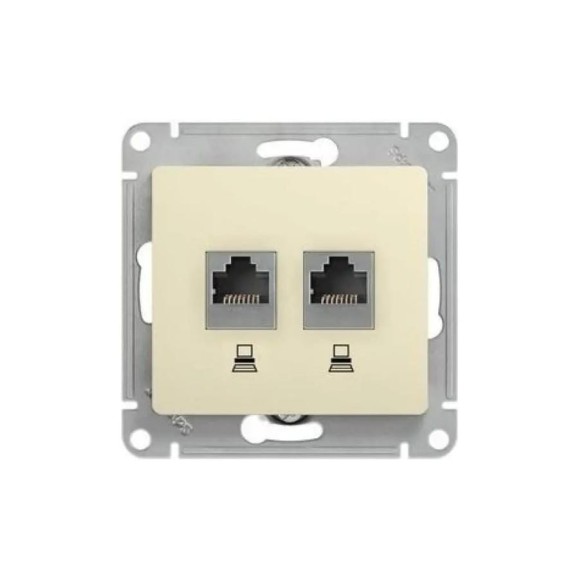 Розетка двойная компьютерная Systeme Electric ( Schneider Electric) Glossa Молочная RJ45+RJ45, кат.5E SE GSL000985KK 10 шт 13606481274622