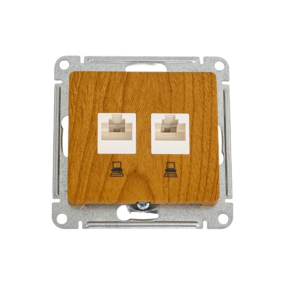 Розетка двойная компьютерная Systeme Electric ( Schneider Electric) Glossa rj45+rj45, кат.5e, механизм, дуб GSL000585KK 10 шт 13606480915571