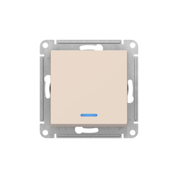1-клавишный переключатель с подсветкой Systeme Electric GLOSSA, сх.6а, 10АХ, мех., быстрозажимные клеммы, бежевый GSL000263S