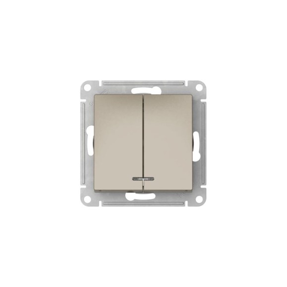 Механизм 2-клавишного выключателя Systeme Electric ATLASDESIGN с подсветкой, сх.5а, 10АХ, быстрозажимная клемма, шампань ATN000553S Механизм 2-клавишного выключателя Systeme Electric ATLASDESIGN с подсветкой, сх.5а, 10АХ, быстрозажимная клемма, шампань ATN000553S