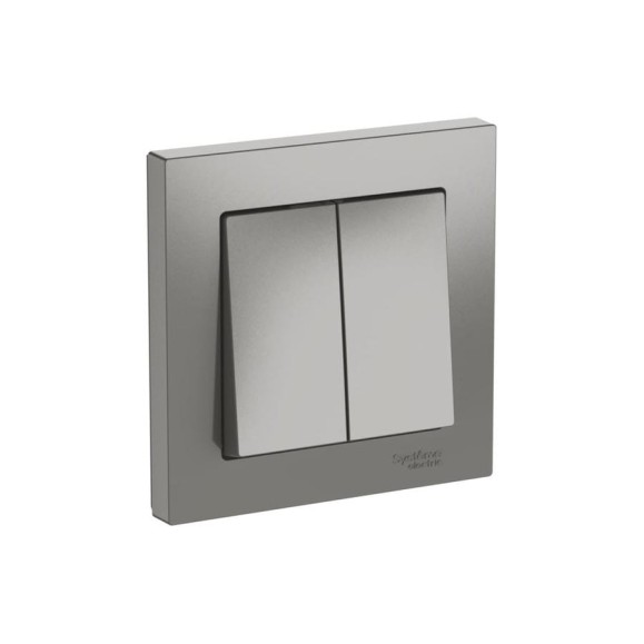 2-клавишный выключатель Systeme Electric ATLASDESIGN сх.5, 10АХ, в сборе, быстрозажим. клем., СТАЛЬ ATN000952S