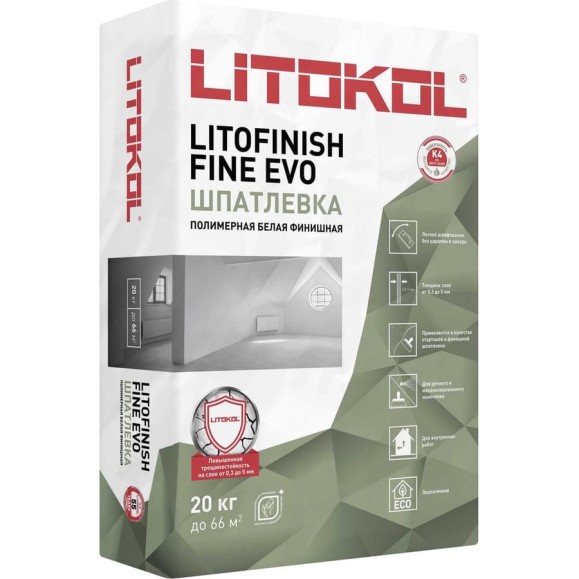 Шпаклёвочная смесь LITOKOL Litofinish Fine EVO 20 kg 496230002 Шпаклёвочная смесь LITOKOL Litofinish Fine EVO 20 kg 496230002
