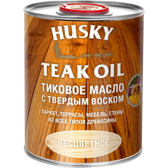 Тиковое масло с твердым воском HUSKY Бесцветное 0,9 л 34306 Тиковое масло с твердым воском HUSKY Бесцветное 0,9 л 34306