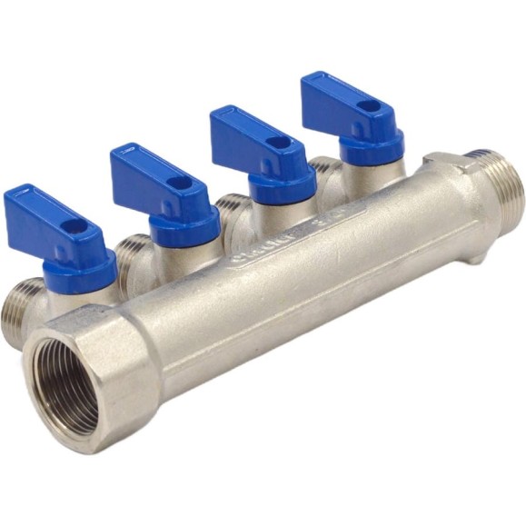 Коллекторы с шаровыми клапанами Okseler 3/4x1/2НР, 4 выхода oks00403 Коллекторы с шаровыми клапанами Okseler 3/4x1/2НР, 4 выхода oks00403