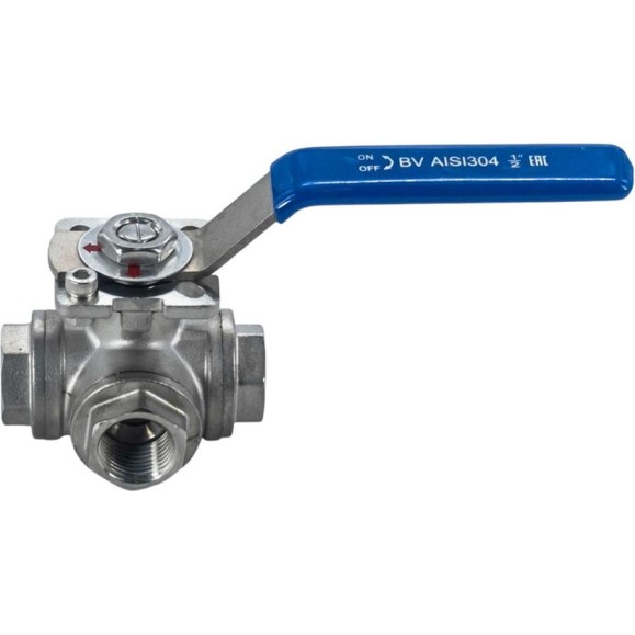 Кран шаровый трехходовой NEWKEY (L-тип) нержавеющий, AISI304 DN15 (1/2"), (CF8), PN64 NK-BTl15/4 Кран шаровый трехходовой NEWKEY (L-тип) нержавеющий, AISI304 DN15 (1/2"), (CF8), PN64 NK-BTl15/4