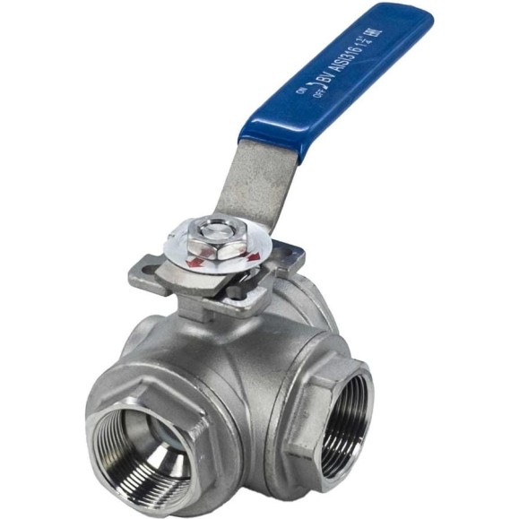 Кран шаровый трехходовой (L-тип) нержавеющий NEWKEY AISI316 DN32 (1_1/4 Кран шаровый трехходовой (L-тип) нержавеющий NEWKEY AISI316 DN32 (1_1/4