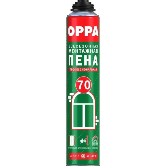 Монтажная пена профессиональная всесезонная OPPA для пистолета, выход 70 л, полиуретановая, 875 мл PROF70 OPPAPROF70 Монтажная пена профессиональная всесезонная OPPA для пистолета, выход 70 л, полиуретановая, 875 мл PROF70 OPPAPROF70