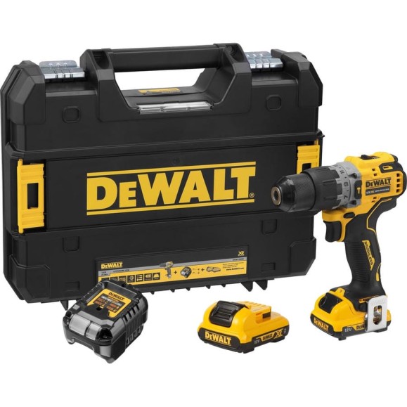 Ударная дрель-шуруповерт Dewalt DCD706D2, 12 В, 1500 об/мин, 25500 уд/мин, с 2 АКБ 2 Ач и ЗУ, в кейсе TSTAK DCD706D2-QW Ударная дрель-шуруповерт Dewalt DCD706D2, 12 В, 1500 об/мин, 25500 уд/мин, с 2 АКБ 2 Ач и ЗУ, в кейсе TSTAK DCD706D2-QW