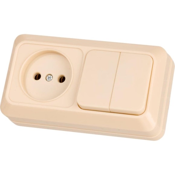 Комбинированный блок TDM ELECTRIC выкл. 2-кл. 10А + розетка 2П 10А 250В БКВР IP20 слоновая кость "Ладога" SQ1801-0206 Комбинированный блок TDM ELECTRIC выкл. 2-кл. 10А + розетка 2П 10А 250В БКВР IP20 слоновая кость "Ладога" SQ1801-0206