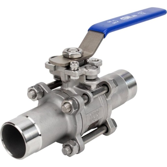 Кран шаровой DN.ru 316-316-PTFE-W-H Ду50 Ру40 полнопроходной, 3-составной, под приварку, с рукояткой D160-53654 Кран шаровой DN.ru 316-316-PTFE-W-H Ду50 Ру40 полнопроходной, 3-составной, под приварку, с рукояткой D160-53654