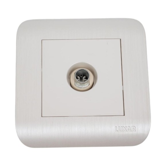 Розетка LUXAR Deco с/у TВ оконечная белая с рифленой рамкой 4606400620334 Розетка LUXAR Deco с/у TВ оконечная белая с рифленой рамкой 4606400620334
