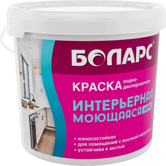 Краска интерьерная моющаяся БОЛАРС 2100 белая, 3 кг 00000049331 Краска интерьерная моющаяся БОЛАРС 2100 белая, 3 кг 00000049331