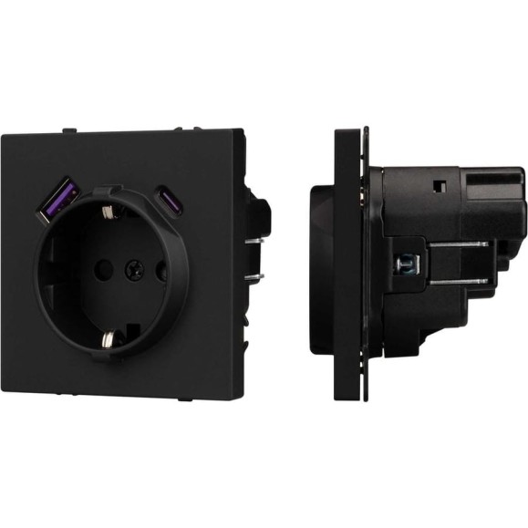 Механизм розетки с USB зарядкой Arlight SCT-NOBE-MUAC-SFPL-BK 1шт 054285