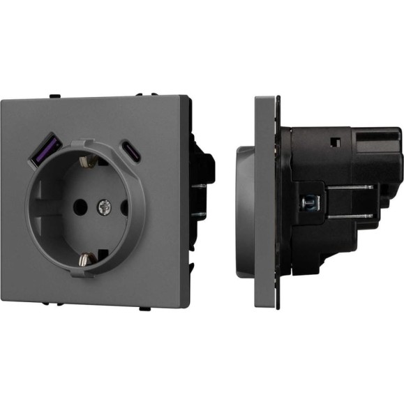 Механизм розетки с USB зарядкой Arlight SCT-NOBE-MUAC-SFPL-GR 1шт 054287