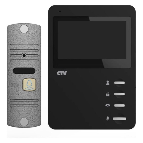 Комплект видеодомофона CTV -DP1400N (черный+серебро) 4,3 4100200