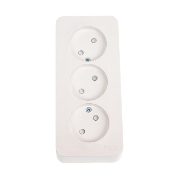 3-ая наружная розетка Systeme Electric Blanca Белый, без заземления, со шторками, 16А, 250В SE BLNRA001311