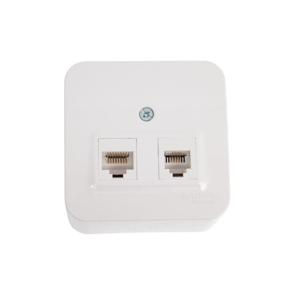 Двойная розетка компьютерная+ТВ Systeme Electric Blanca наружная Белый, RJ45+RJ11, кат.5E SE BLNIA045111