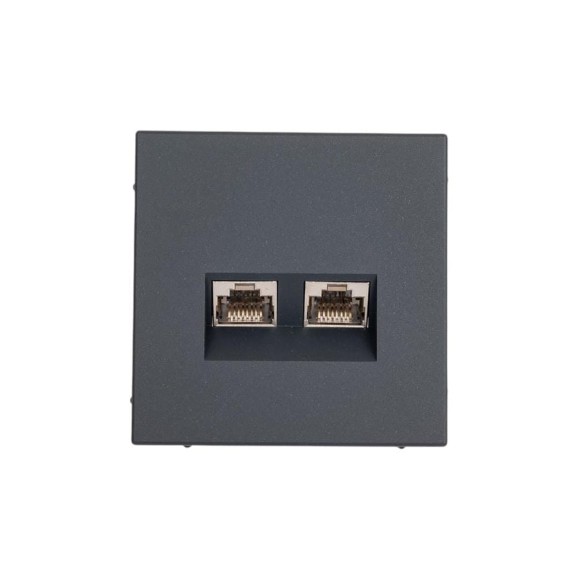 Розетка двойная компьютерная Systeme Electric ArtGallery Базальт RJ45+RJ45, кат.6А, механизм GAL001488
