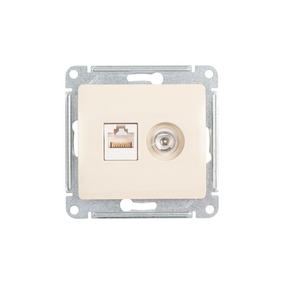 Розетка Systeme Electric Glossa бежевый TV+RJ45, кат.5E GSL000289 Розетка Systeme Electric Glossa бежевый TV+RJ45, кат.5E GSL000289