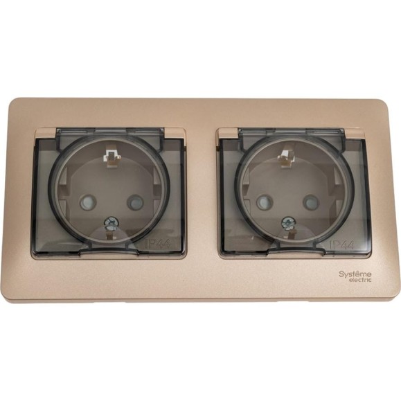 Розетка Systeme Electric Glossa Титан 2-ая с/з, со шторками, в сборе, IP44 SE GSL000447 Розетка Systeme Electric Glossa Титан 2-ая с/з, со шторками, в сборе, IP44 SE GSL000447