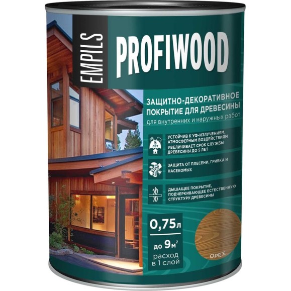 Защитно-декоративное покрытие для древесины PROFIWOOD (орех; 0.75 л; 0.7 кг) 72622 Защитно-декоративное покрытие для древесины PROFIWOOD (орех; 0.75 л; 0.7 кг) 72622