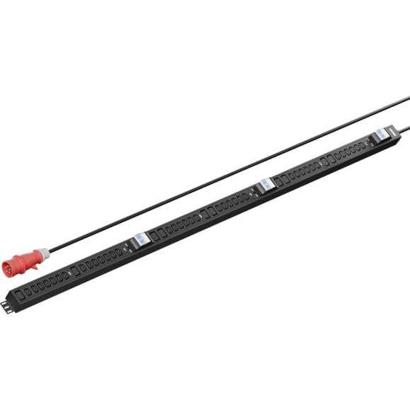 Панель распределения ONTEK PDU Basic вертикальная 32A/3ф, с авт. выключателем, выход - C13 x 38 шт. / C19 x 10 шт., кабель 1.8 м, IEC60309 5p OBPA10