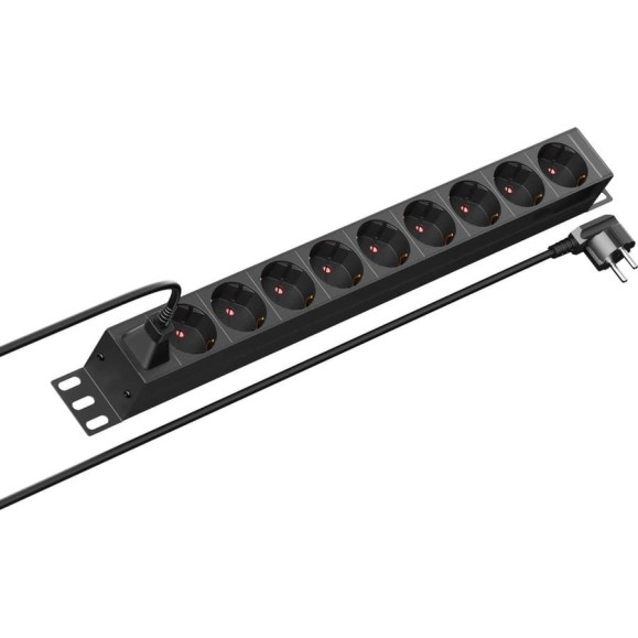 Панель распределения ONTEK PDU Basic горизонтальная 1U 16A/1ф, без выключателя, Вход - розетка C14, выход - schuko x 9 шт, с кабелем schuko-С13 OBPA1 Панель распределения ONTEK PDU Basic горизонтальная 1U 16A/1ф, без выключателя, Вход - розетка C14, выход - schuko x 9 шт, с кабелем schuko-С13 OBPA1