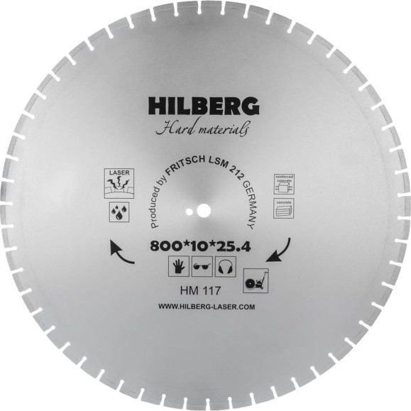 Диск алмазный отрезной Hilberg 800x25.4 Hard Materials Laser HM117 Диск алмазный отрезной Hilberg 800x25.4 Hard Materials Laser HM117