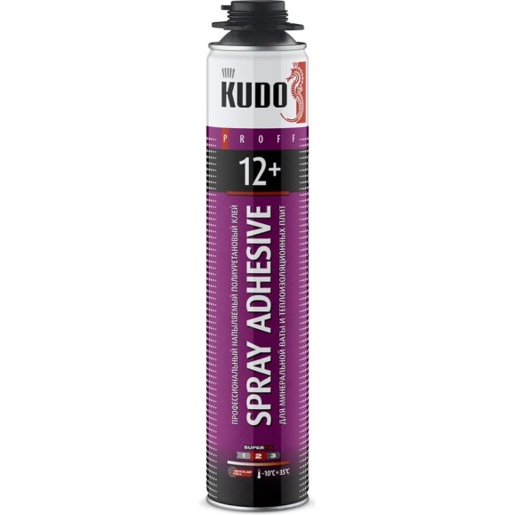 Клей-пена профессиональный напыляемый KUDO для минеральной ваты PROFF SPRAY ADHESIVE 12+ в баллоне под пистолет, 1000 мл KUPP10SPRAPS